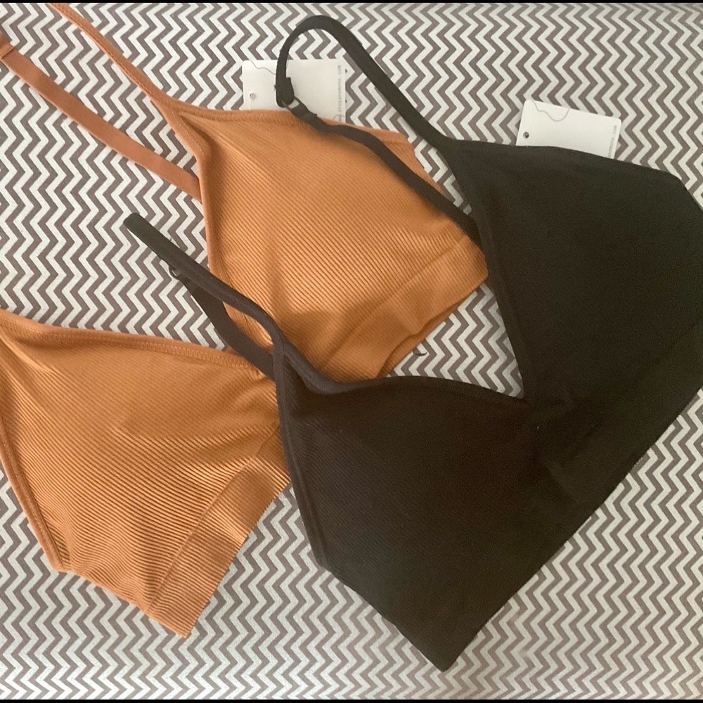 Two for one bralette black, camel